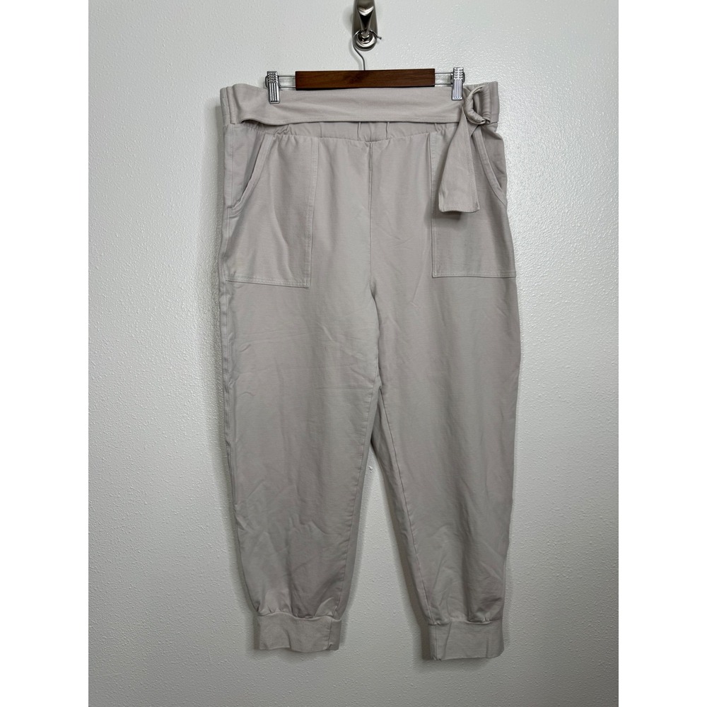 Saturday Sunday Anthropologie Womens Beige Tie Waist Jogger Pants Size L Lounge